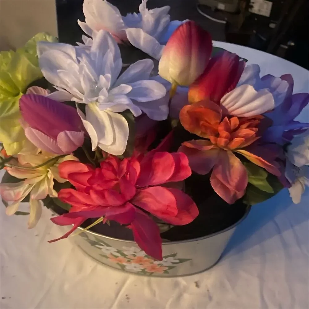 Please read! Multicolor artificial Flower Basket Door Decoration Dahlias Tulips